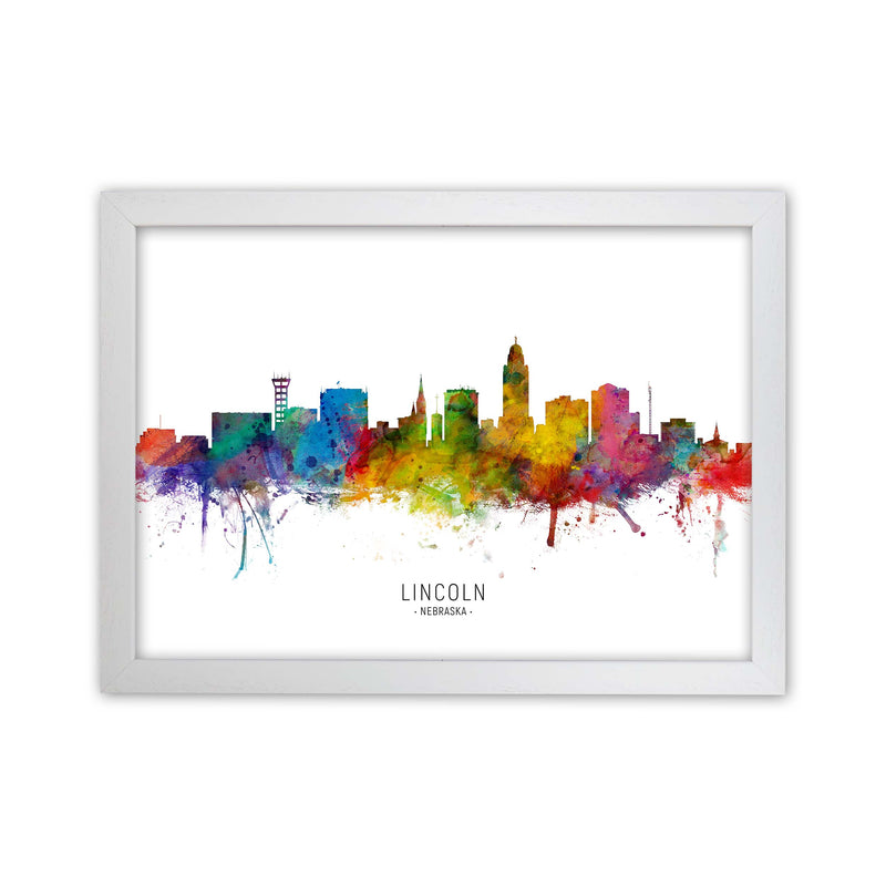 Lincoln Nebraska Skyline Art Print by Michael Tompsett White Grain