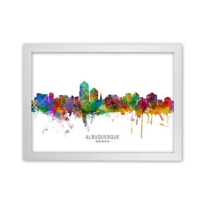 Albuquerque New Mexico Skyline Art Print by Michael Tompsett White Grain