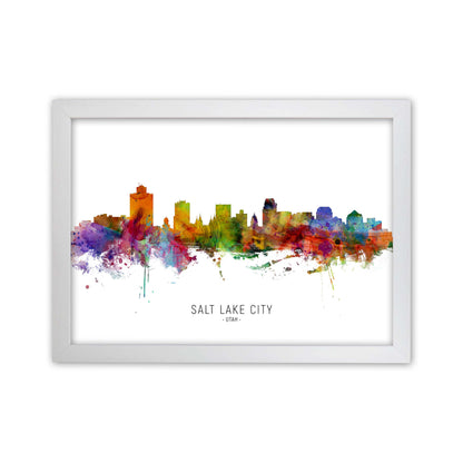Salt Lake City Utah Skyline Art Print by Michael Tompsett White Grain