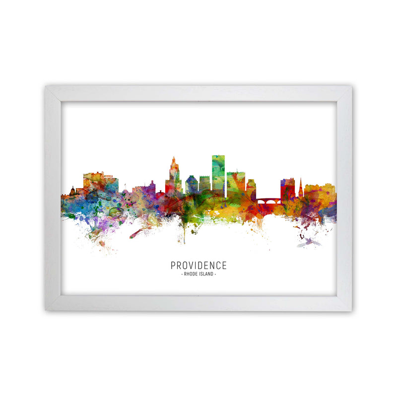 Providence Rhode Island Skyline Art Print by Michael Tompsett White Grain