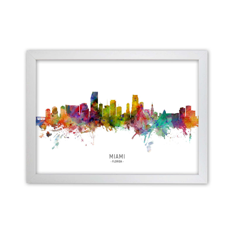 Miami Florida Skyline Art Print by Michael Tompsett White Grain