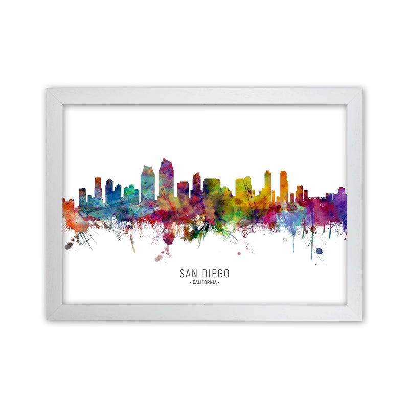 San Diego California Skyline Art Print by Michael Tompsett White Grain
