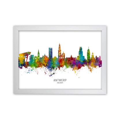 Antwerp Belgium Skyline Art Print by Michael Tompsett White Grain