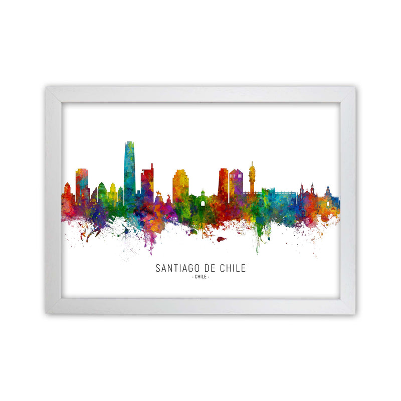 Santiago De Chile Chile Skyline Art Print by Michael Tompsett White Grain