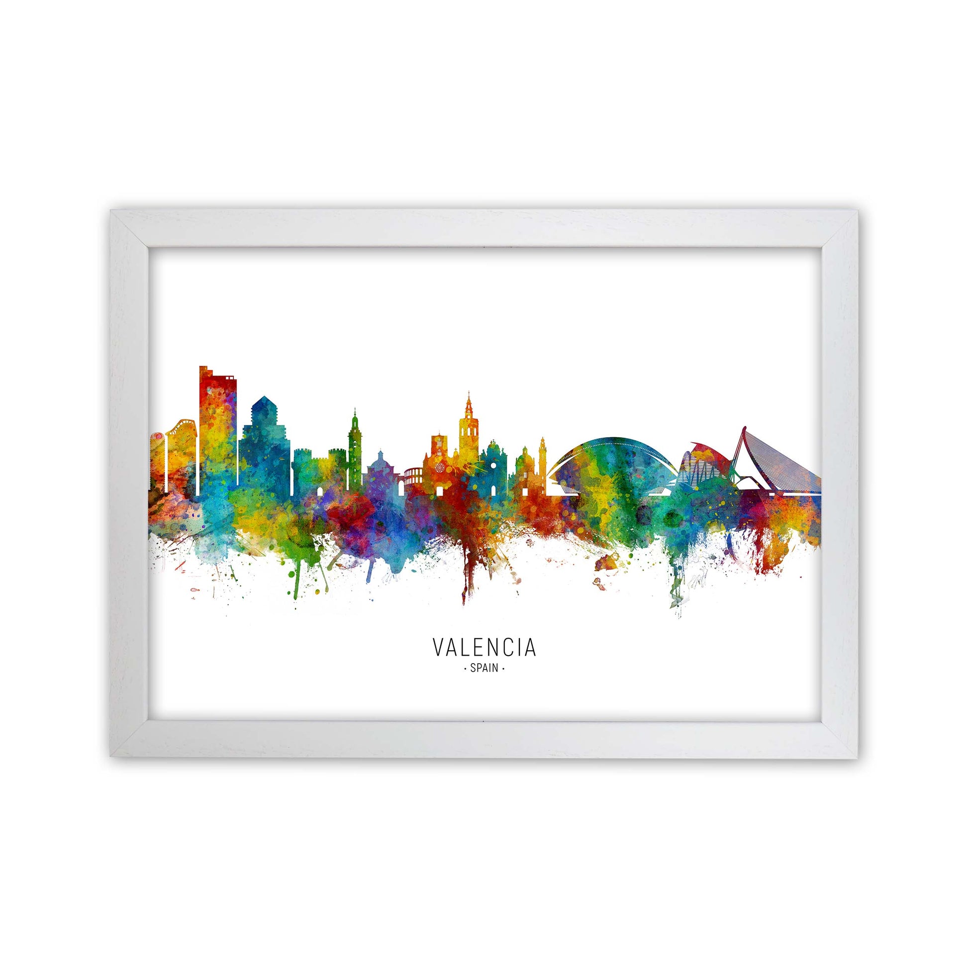 Valencia Spain Skyline Art Print by Michael Tompsett White Grain