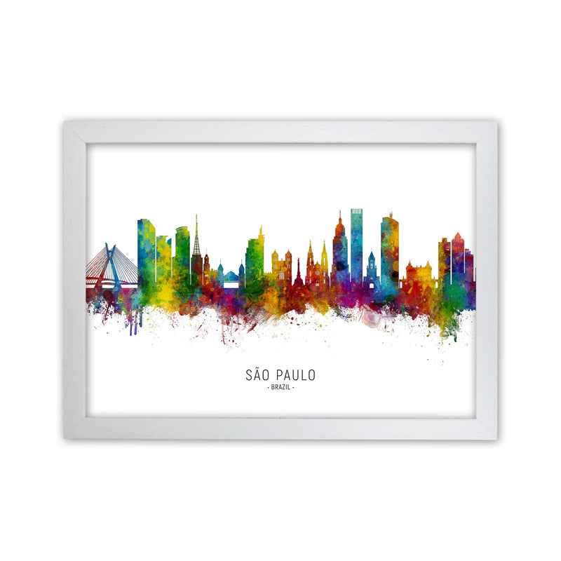 Sao Paulo Brazil Skyline Art Print by Michael Tompsett White Grain