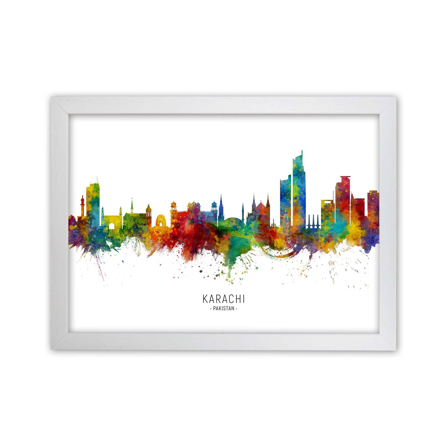 Karachi Pakistan Skyline Art Print by Michael Tompsett White Grain