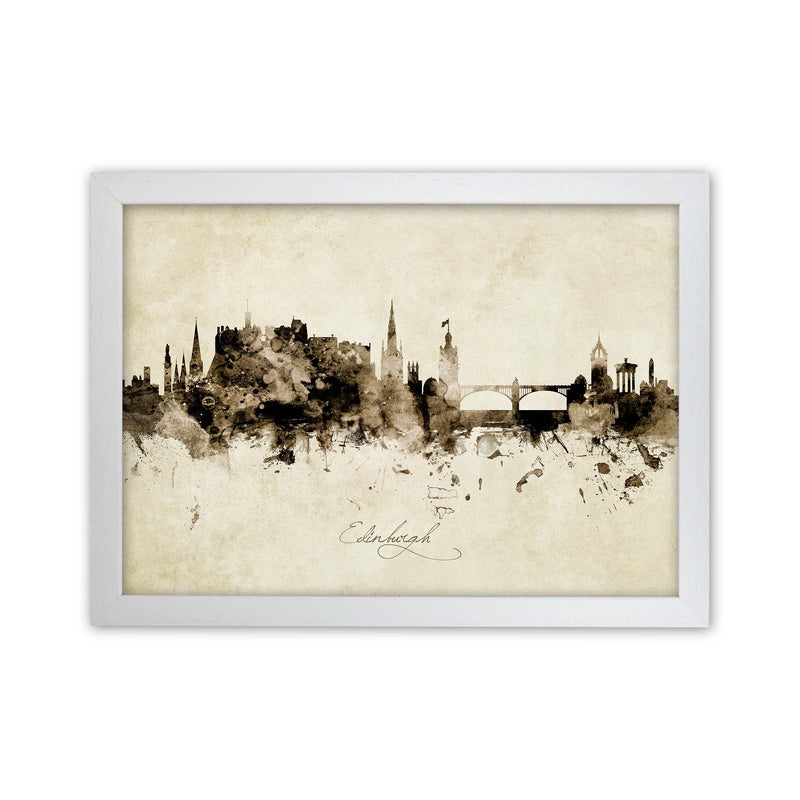 Edinburgh Scotland Skyline Vintage Print by Michael Tompsett White Grain