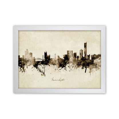 Manchester England Skyline Vintage Print by Michael Tompsett White Grain