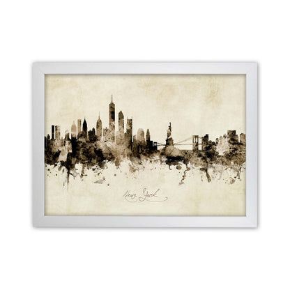 New York New York Skyline Vintage Print by Michael Tompsett White Grain