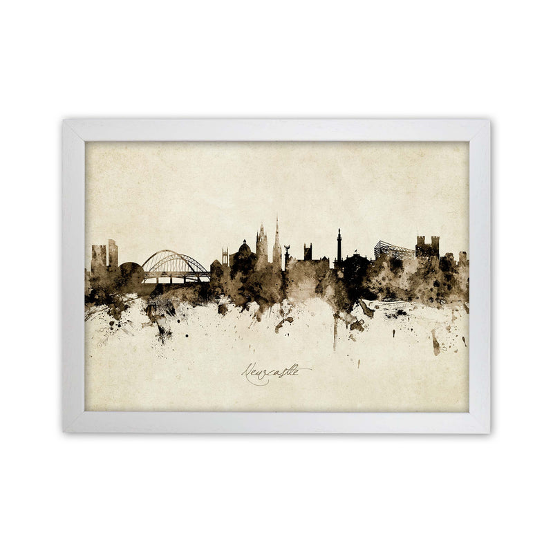 Newcastle England Skyline Vintage Print by Michael Tompsett White Grain