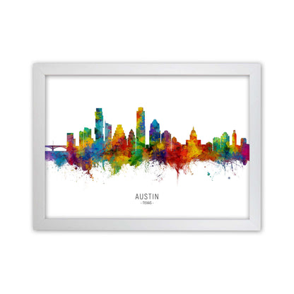 Austin Texas Skyline Art Print by Michael Tompsett White Grain
