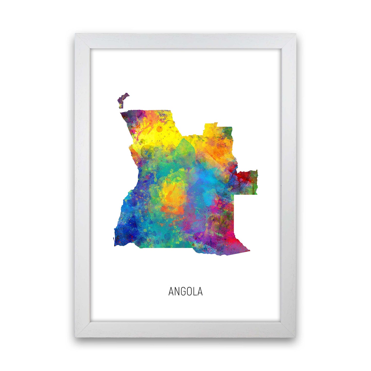 Angola Watercolour Map Art Print by Michael Tompsett White Grain