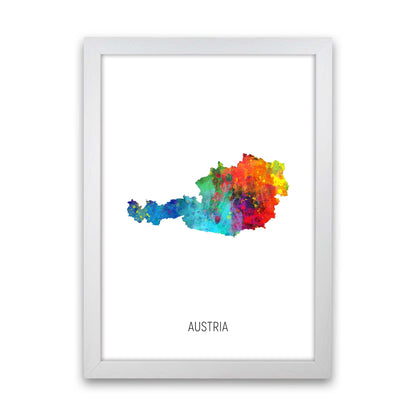 Austria Watercolour Map Art Print by Michael Tompsett White Grain
