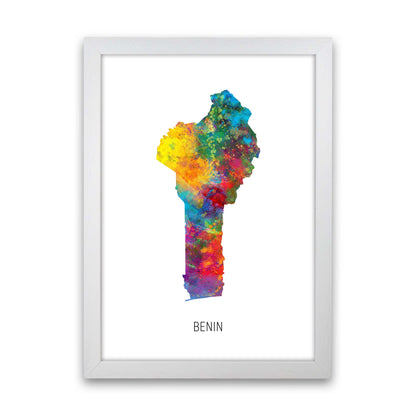 Benin Watercolour Map Art Print by Michael Tompsett White Grain