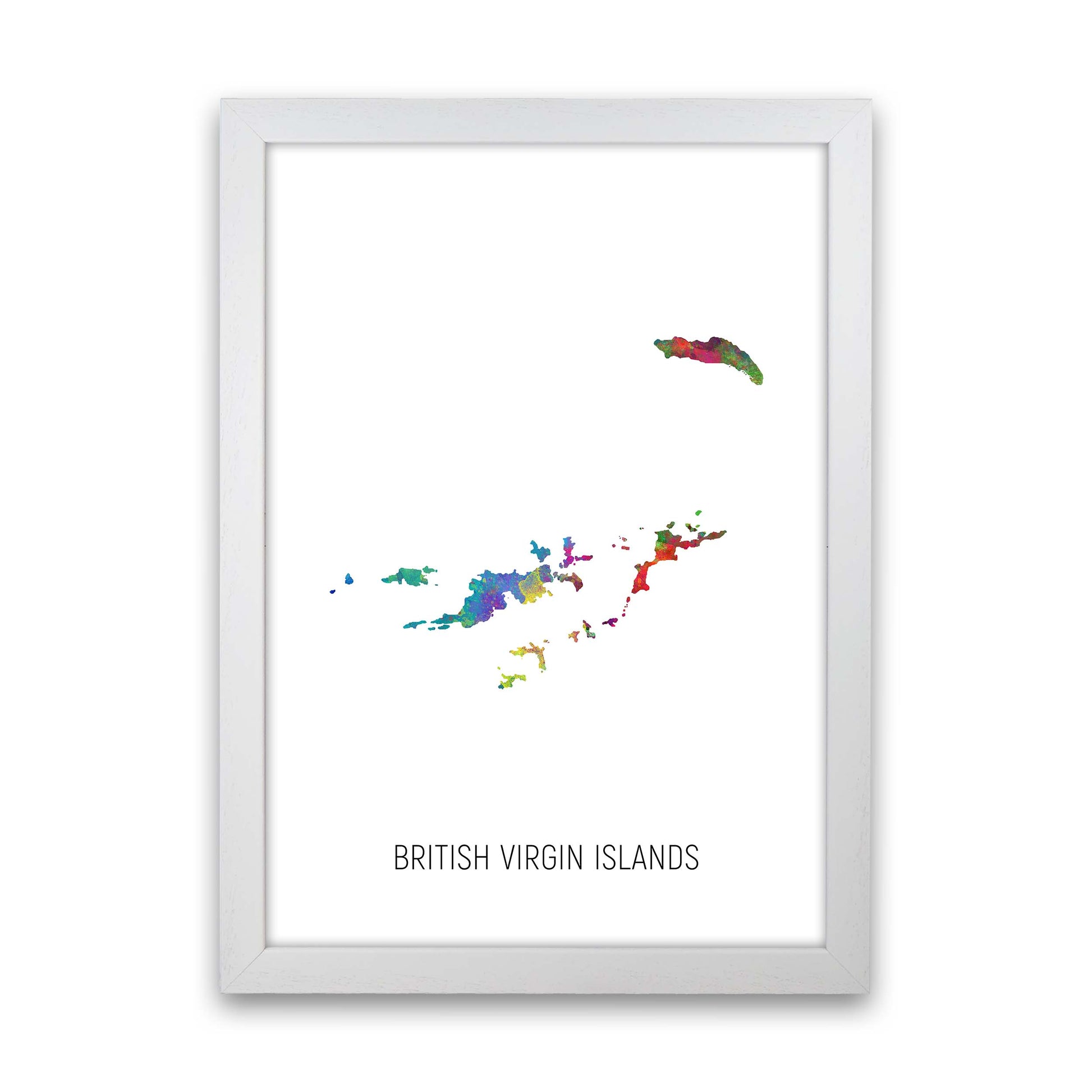 British Virgin Islands Watercolour Map  by Michael Tompsett White Grain