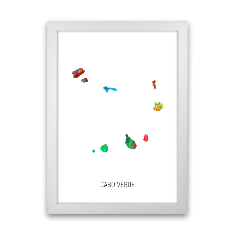 Cabo Verde Watercolour Map Art Print by Michael Tompsett White Grain