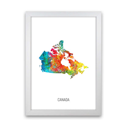 Canada Watercolour Map Art Print by Michael Tompsett White Grain