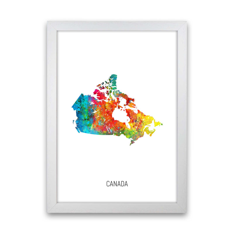 Canada Watercolour Map Art Print by Michael Tompsett White Grain
