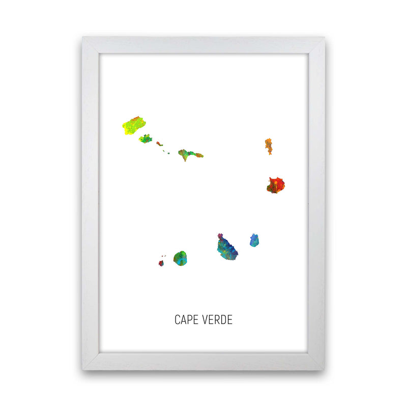 Cape Verde Watercolour Map Art Print by Michael Tompsett White Grain