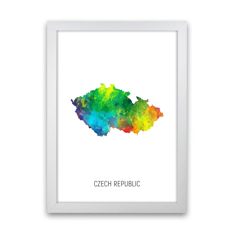 Czech Republic Watercolour Map Art Print by Michael Tompsett White Grain