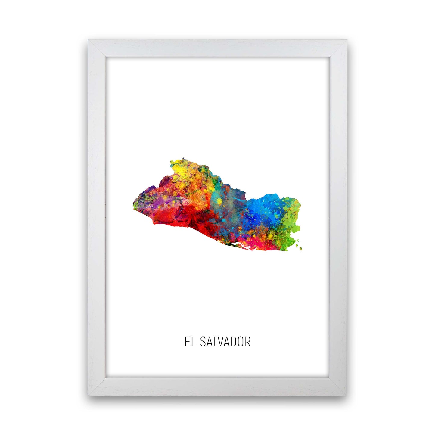 El Salvador Watercolour Map Art Print by Michael Tompsett White Grain