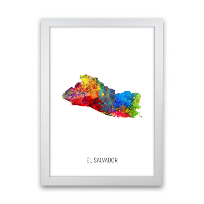 El Salvador Watercolour Map Art Print by Michael Tompsett White Grain