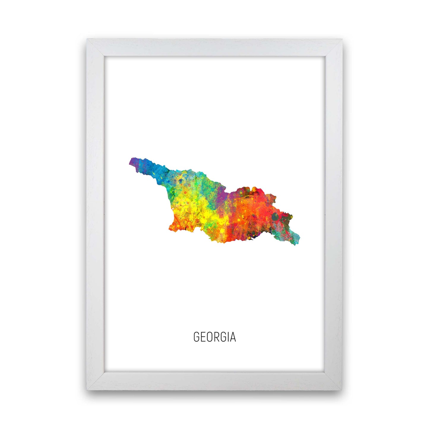 Georgia Watercolour Map Art Print by Michael Tompsett White Grain