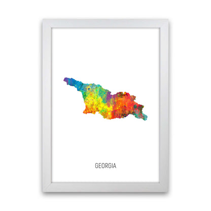 Georgia Watercolour Map Art Print by Michael Tompsett White Grain