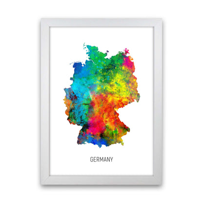 Germany Watercolour Map Art Print by Michael Tompsett White Grain