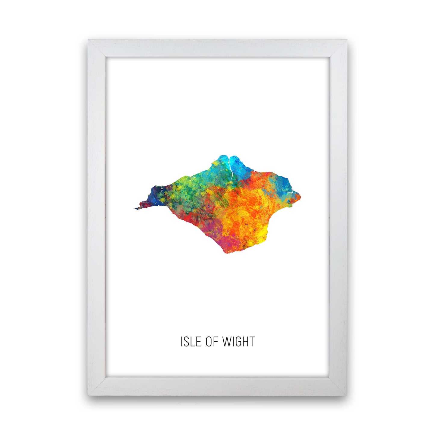 Isle Of Wight Watercolour Map Art Print by Michael Tompsett White Grain