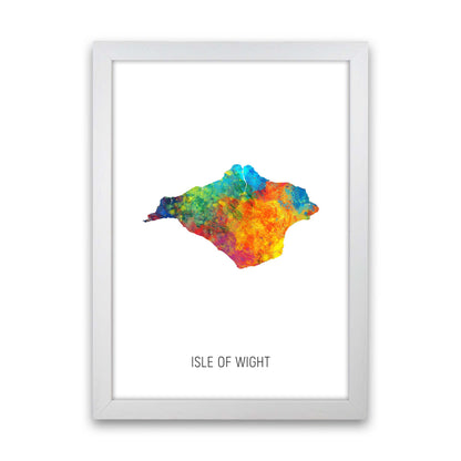Isle Of Wight Watercolour Map Art Print by Michael Tompsett White Grain