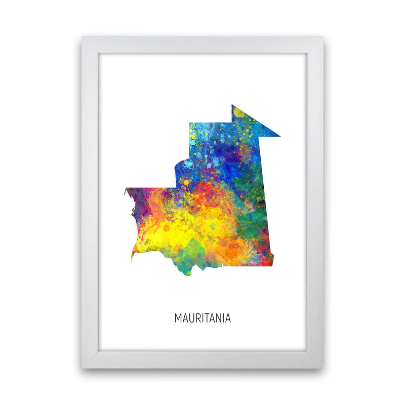Mauritania Watercolour Map Art Print by Michael Tompsett White Grain