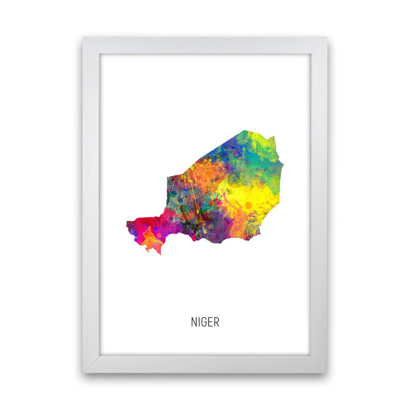 Niger Watercolour Map Art Print by Michael Tompsett White Grain