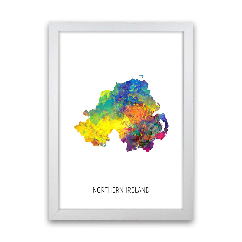 Northern Ireland Watercolour Map Print by Michael Tompsett White Grain