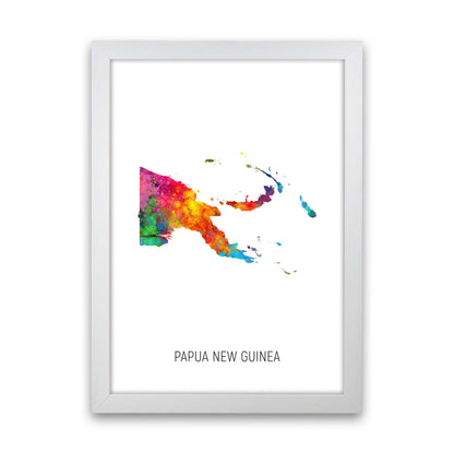 Papua New Guinea Watercolour Map Print by Michael Tompsett White Grain