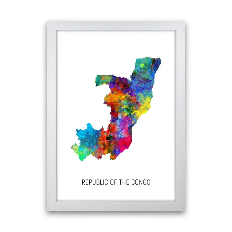 Republic Of The Congo Watercolour Map  by Michael Tompsett White Grain