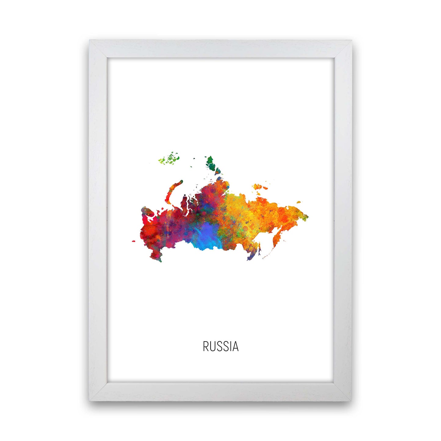 Russia Watercolour Map Art Print by Michael Tompsett White Grain