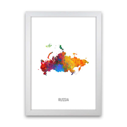 Russia Watercolour Map Art Print by Michael Tompsett White Grain