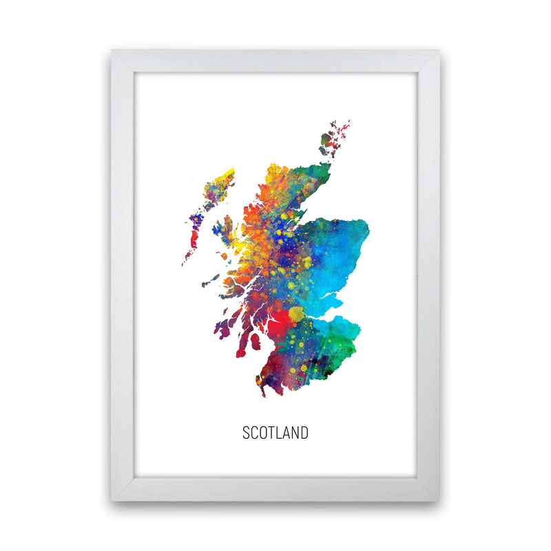 Scotland Watercolour Map Art Print by Michael Tompsett White Grain