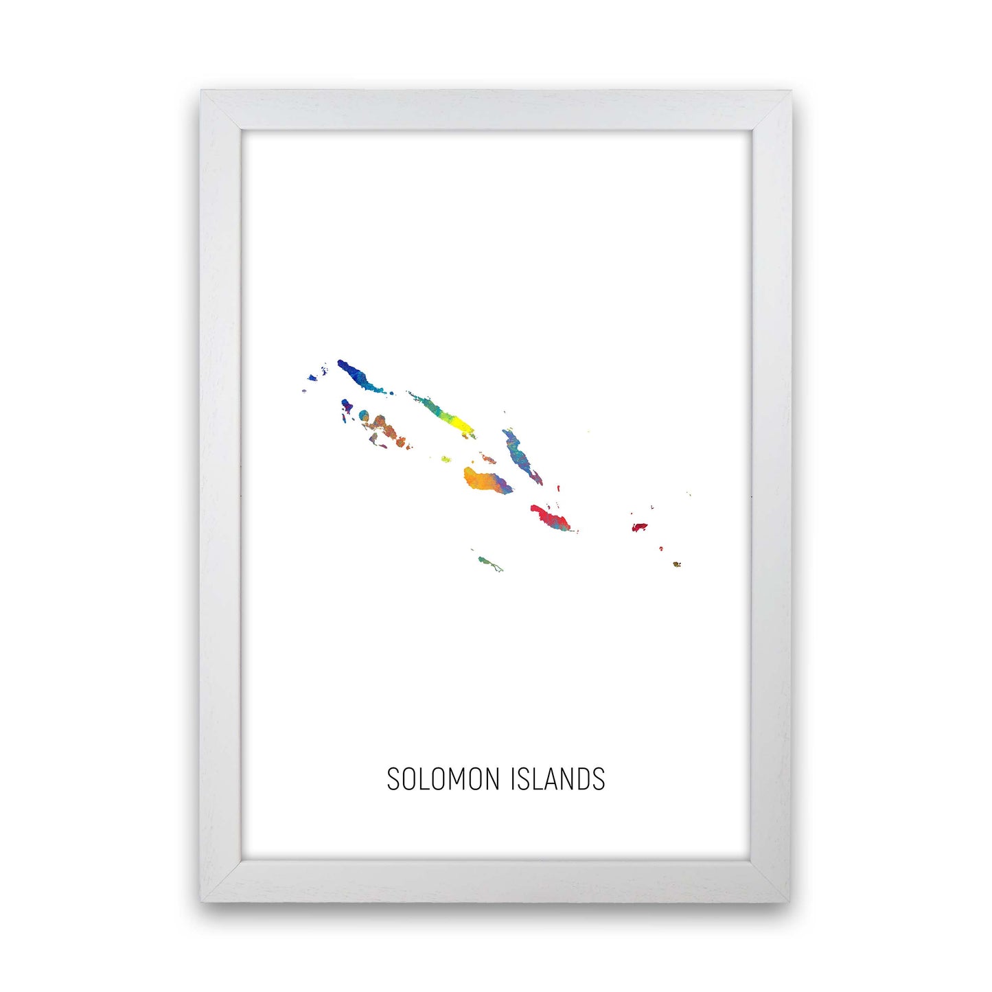 Solomon Islands Watercolour Map Art Print by Michael Tompsett White Grain