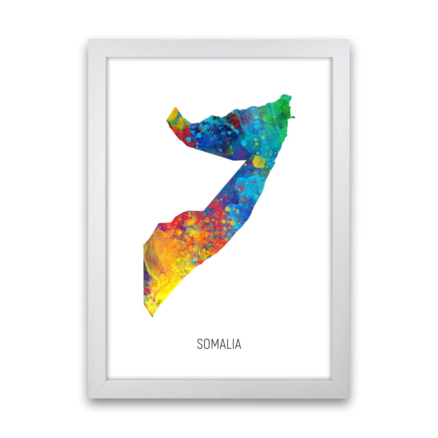 Somalia Watercolour Map Art Print by Michael Tompsett White Grain