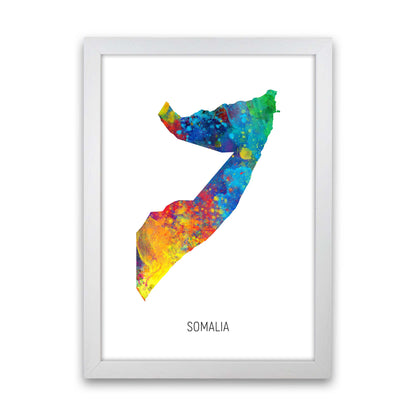 Somalia Watercolour Map Art Print by Michael Tompsett White Grain
