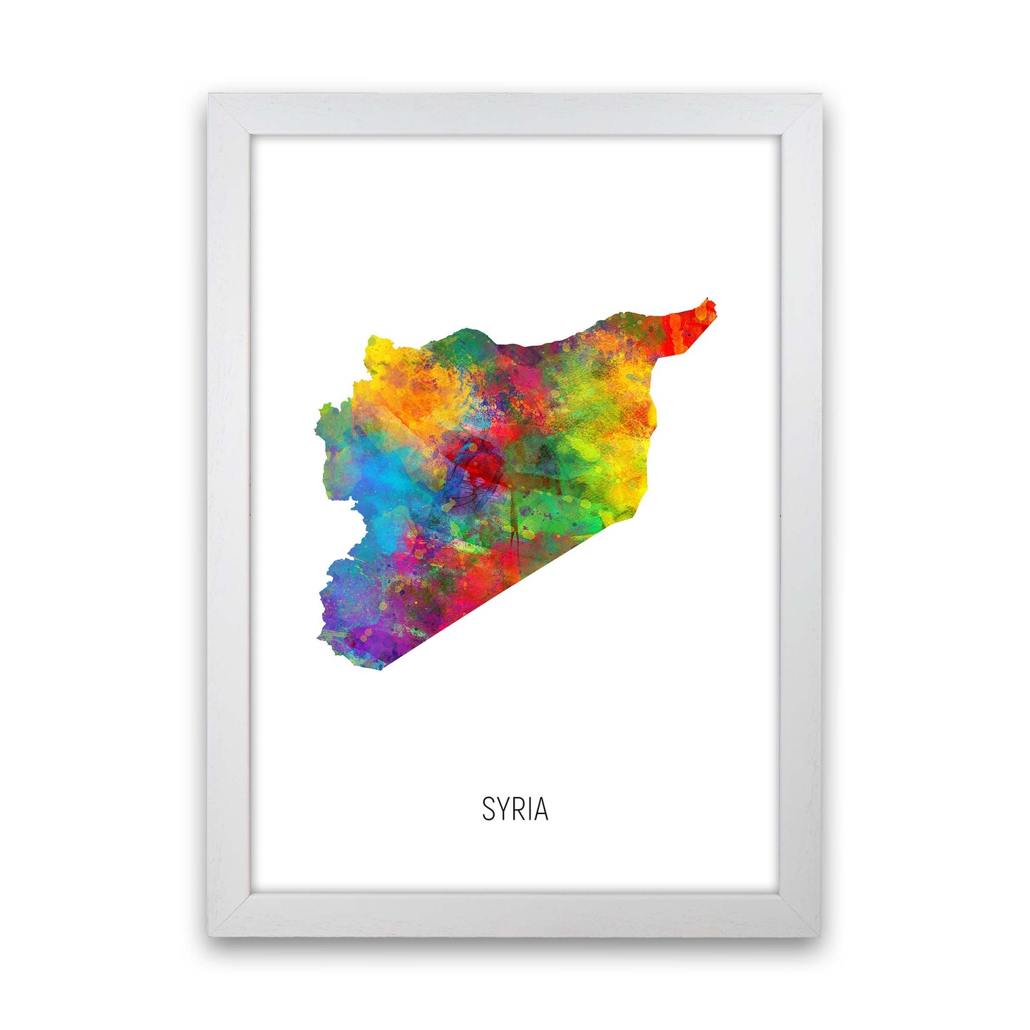 Syria Watercolour Map Art Print by Michael Tompsett White Grain