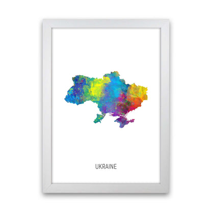 Ukraine Watercolour Map Art Print by Michael Tompsett White Grain