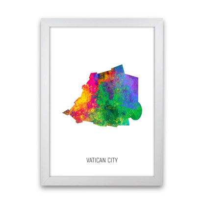 Vatican City Watercolour Map Art Print by Michael Tompsett White Grain