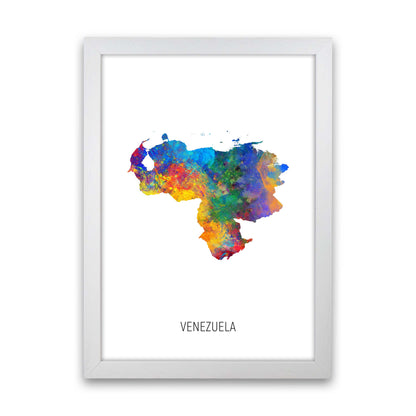 Venezuela Watercolour Map Art Print by Michael Tompsett White Grain