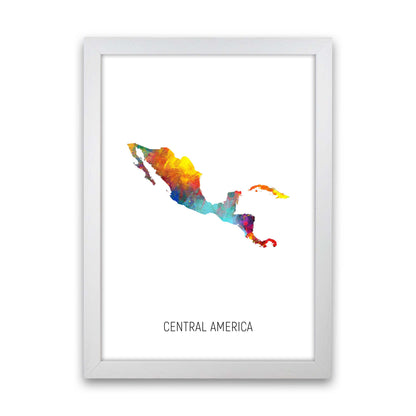 Central America Watercolour Map Art Print by Michael Tompsett White Grain