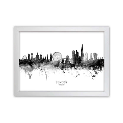 London England Skyline Black White City Name  by Michael Tompsett White Grain