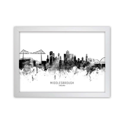 Middlesbrough England Skyline Black White City Name  by Michael Tompsett White Grain